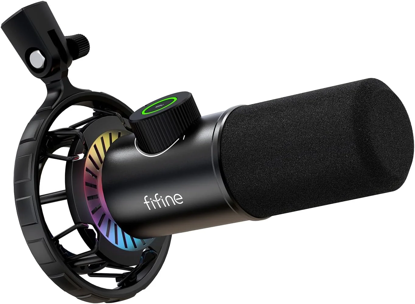میکروفون گیمینگ USB FIFINE، میکروفون دینامیک RGB برای کامپیوتر، دکمه بی صدا و جک هدفون 3.5 میلی متری، میکروفون کاردیوئید Plug and Play برای استریم، پادکست، یوتیوب