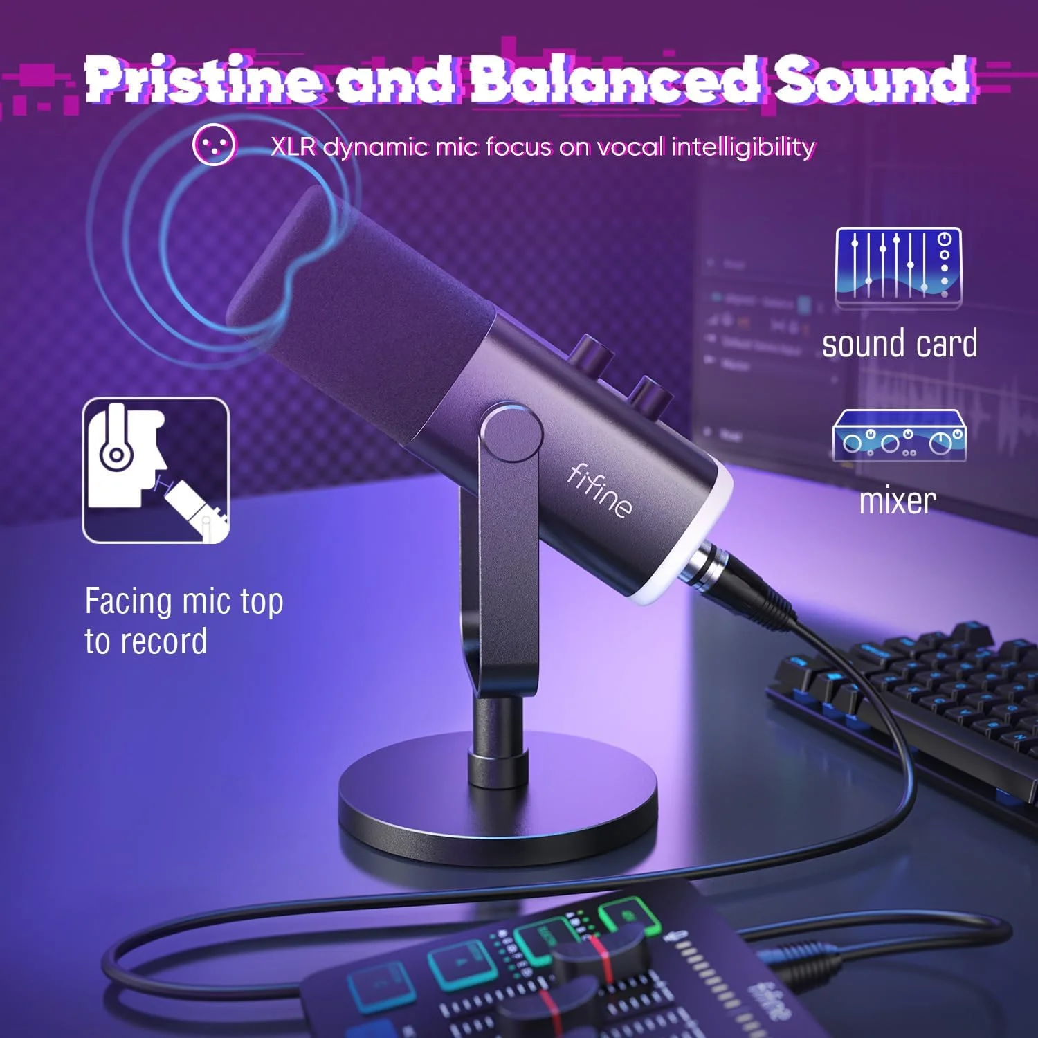 میکروفون دینامیک استریمینگ USB/XLR FIFINE، میکسر صوتی گیمینگ، میکسر RGB PC استریمینگ با رابط میکروفون XLR (AM8 + SC3) میکروفون دینامیک استریمینگ USB/XLR FIFINE، میکسر صوتی گیمینگ، میکسر RGB PC استریمینگ با رابط میکروفون XLR (AM8 + SC3)