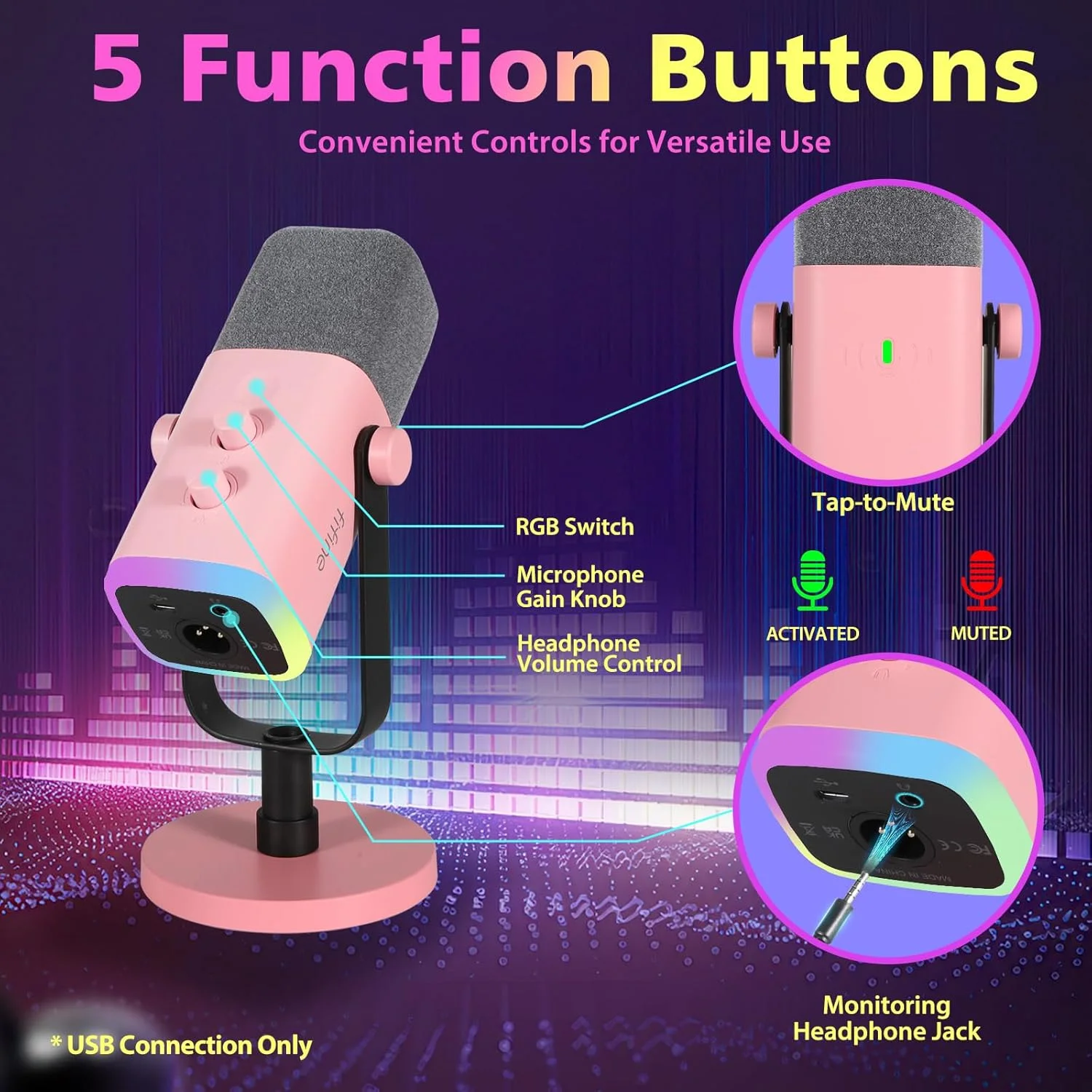 میکروفون USB XLR FIFINE برای استودیو پادکست استریمینگ، میکروفون دینامیک گیمینگ PC با دکمه قطع صدا، برای کارت صداهای میکسر PS4/5 Mac میکروفون USB XLR FIFINE برای استودیو پادکست استریمینگ، میکروفون دینامیک گیمینگ PC با دکمه قطع صدا، برای کارت صداهای میکسر PS4/5 Mac