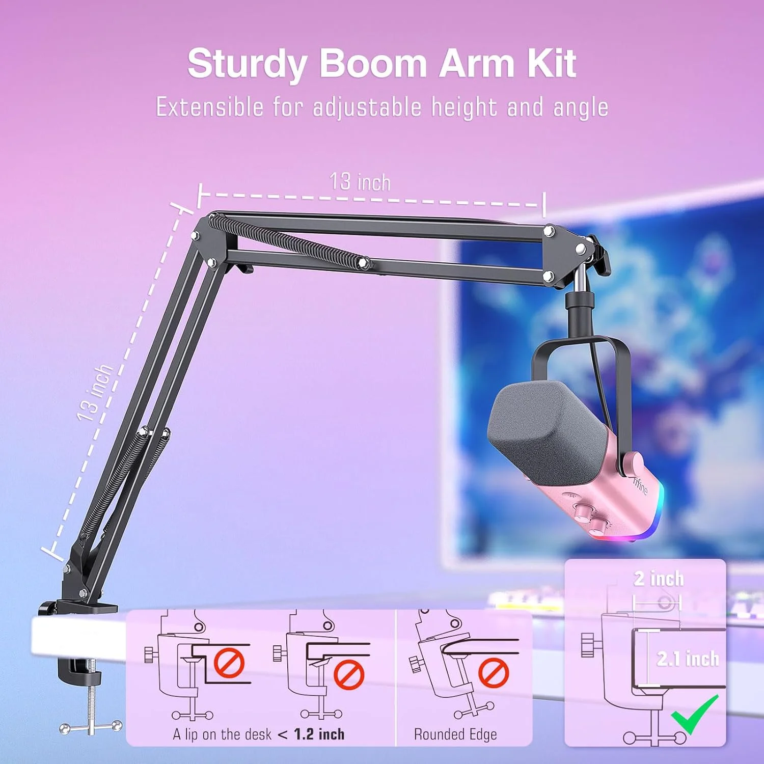 میکروفون گیمینگ USB/XLR فایفاین، کیت میکروفون داینامیک کامپیوتر برای وکال، ضبط، پادکست، استریم میکروفون RGB با جک هدفون، دکمه قطع صدا، پایه بازویی بوم برای کامپیوتر/میکسر - AmpliGame AM8T صورتی میکروفون گیمینگ USB/XLR فایفاین، کیت میکروفون داینامیک کامپیوتر برای وکال، ضبط، پادکست، استریم میکروفون RGB با جک هدفون، دکمه قطع صدا، پایه بازویی بوم برای کامپیوتر/میکسر - AmpliGame AM8T صورتی