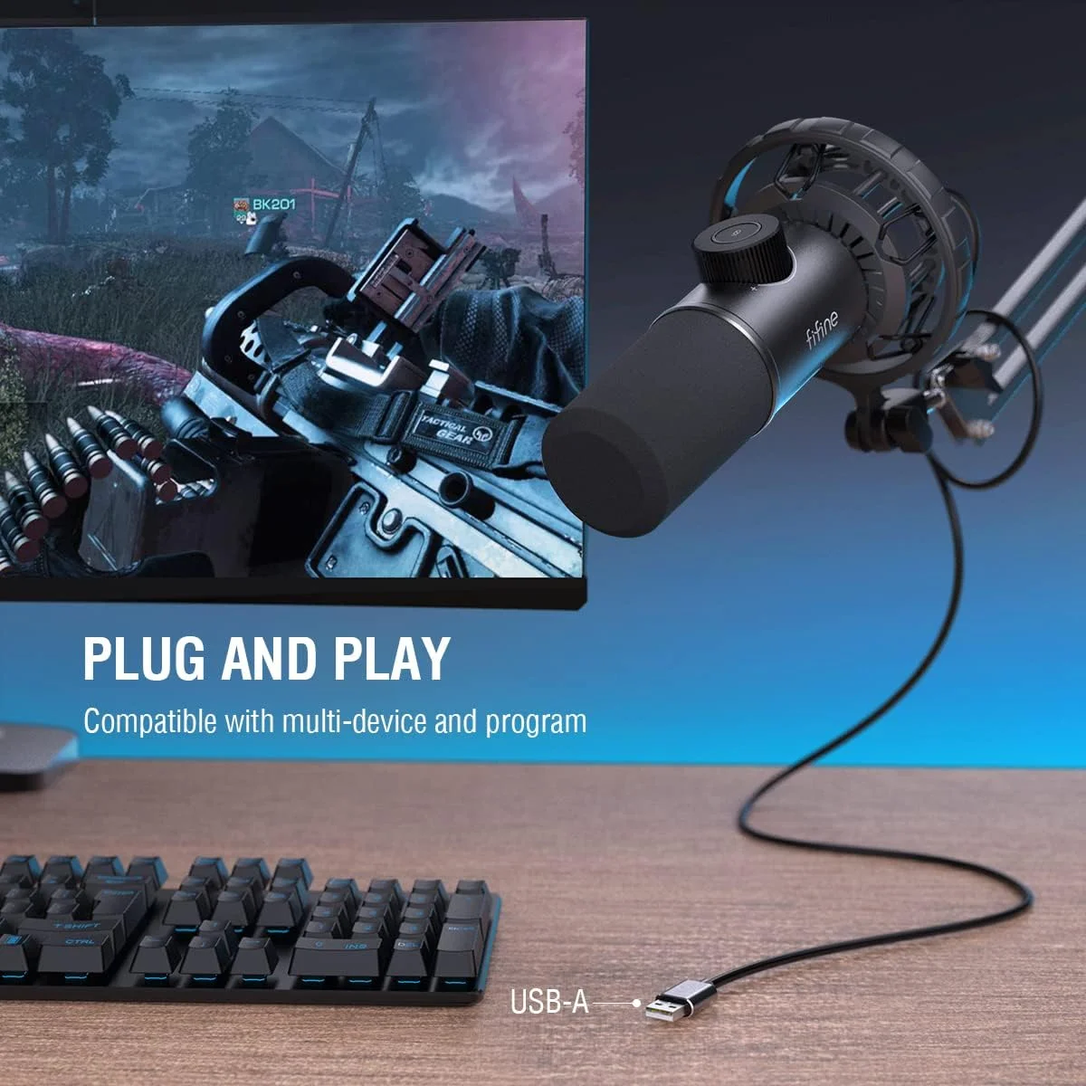میکروفون گیمینگ USB FIFINE، میکروفون دینامیک RGB برای کامپیوتر، دکمه بی صدا و جک هدفون 3.5 میلی متری، میکروفون کاردیوئید Plug and Play برای استریم، پادکست، یوتیوب میکروفون گیمینگ USB FIFINE، میکروفون دینامیک RGB برای کامپیوتر، دکمه بی صدا و جک هدفون 3.5 میلی متری، میکروفون کاردیوئید Plug and Play برای استریم، پادکست، یوتیوب