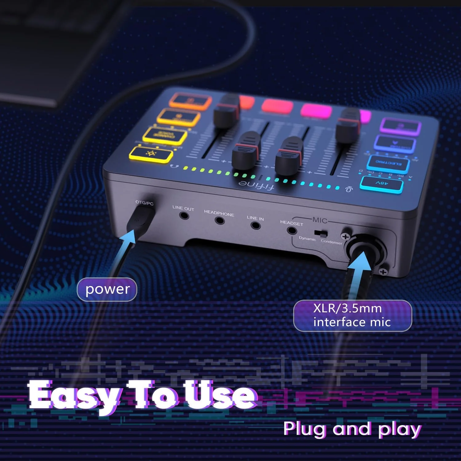 میکروفون دینامیک استریمینگ USB/XLR FIFINE، میکسر صوتی گیمینگ، میکسر RGB PC استریمینگ با رابط میکروفون XLR (AM8 + SC3) میکروفون دینامیک استریمینگ USB/XLR FIFINE، میکسر صوتی گیمینگ، میکسر RGB PC استریمینگ با رابط میکروفون XLR (AM8 + SC3)