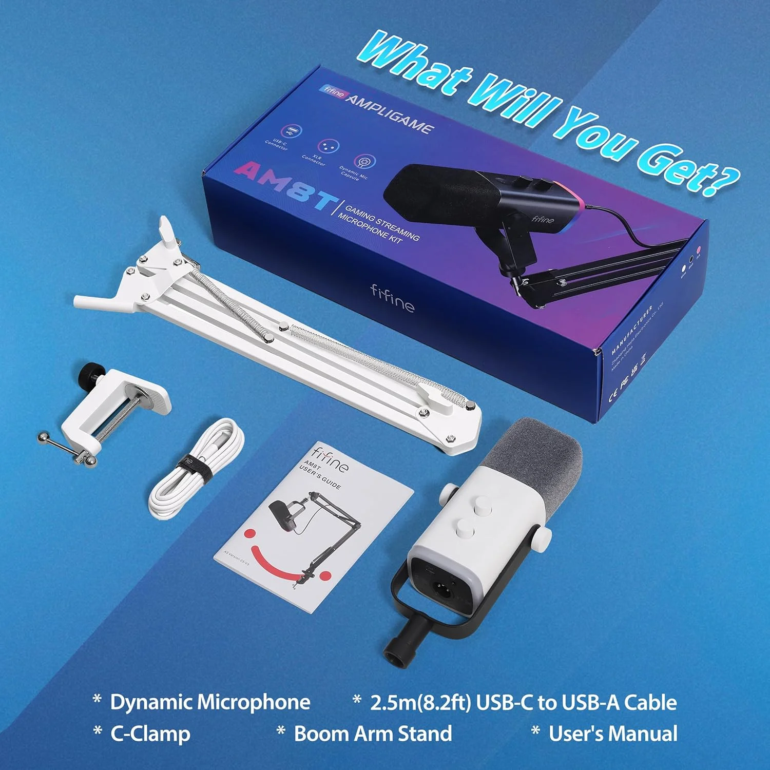 میکروفون پادکست داینامیک استریمینگ XLR FIFINE، میکروفون گیمینگ USB RGB با پایه میکروفون برای کامپیوتر PS4 PS5، برای استودیو پادکست ضبط - سفید میکروفون پادکست داینامیک استریمینگ XLR FIFINE، میکروفون گیمینگ USB RGB با پایه میکروفون برای کامپیوتر PS4 PS5، برای استودیو پادکست ضبط - سفید