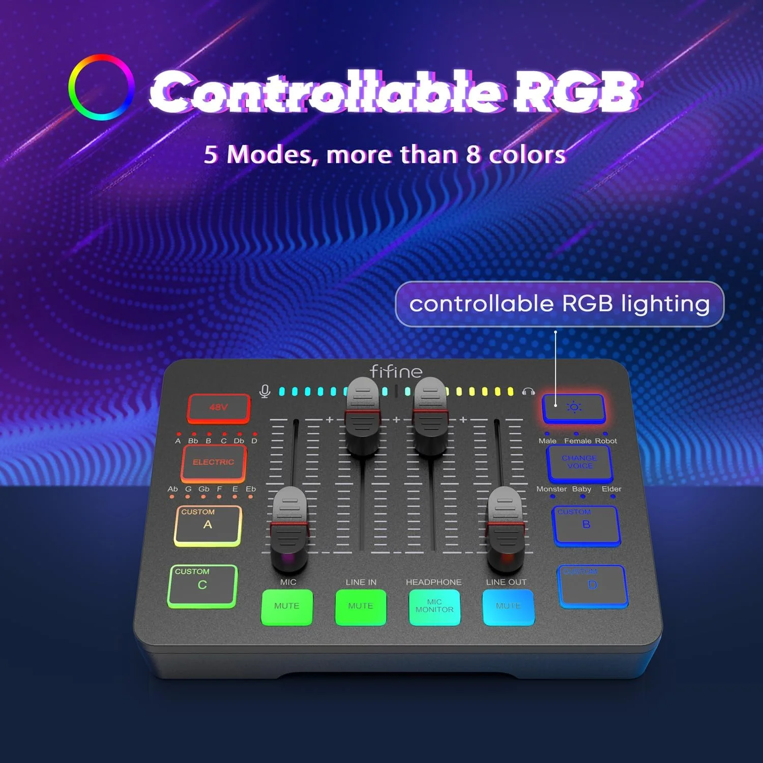 میکروفون دینامیک استریمینگ USB/XLR FIFINE، میکسر صوتی گیمینگ، میکسر RGB PC استریمینگ با رابط میکروفون XLR (AM8 + SC3) میکروفون دینامیک استریمینگ USB/XLR FIFINE، میکسر صوتی گیمینگ، میکسر RGB PC استریمینگ با رابط میکروفون XLR (AM8 + SC3)