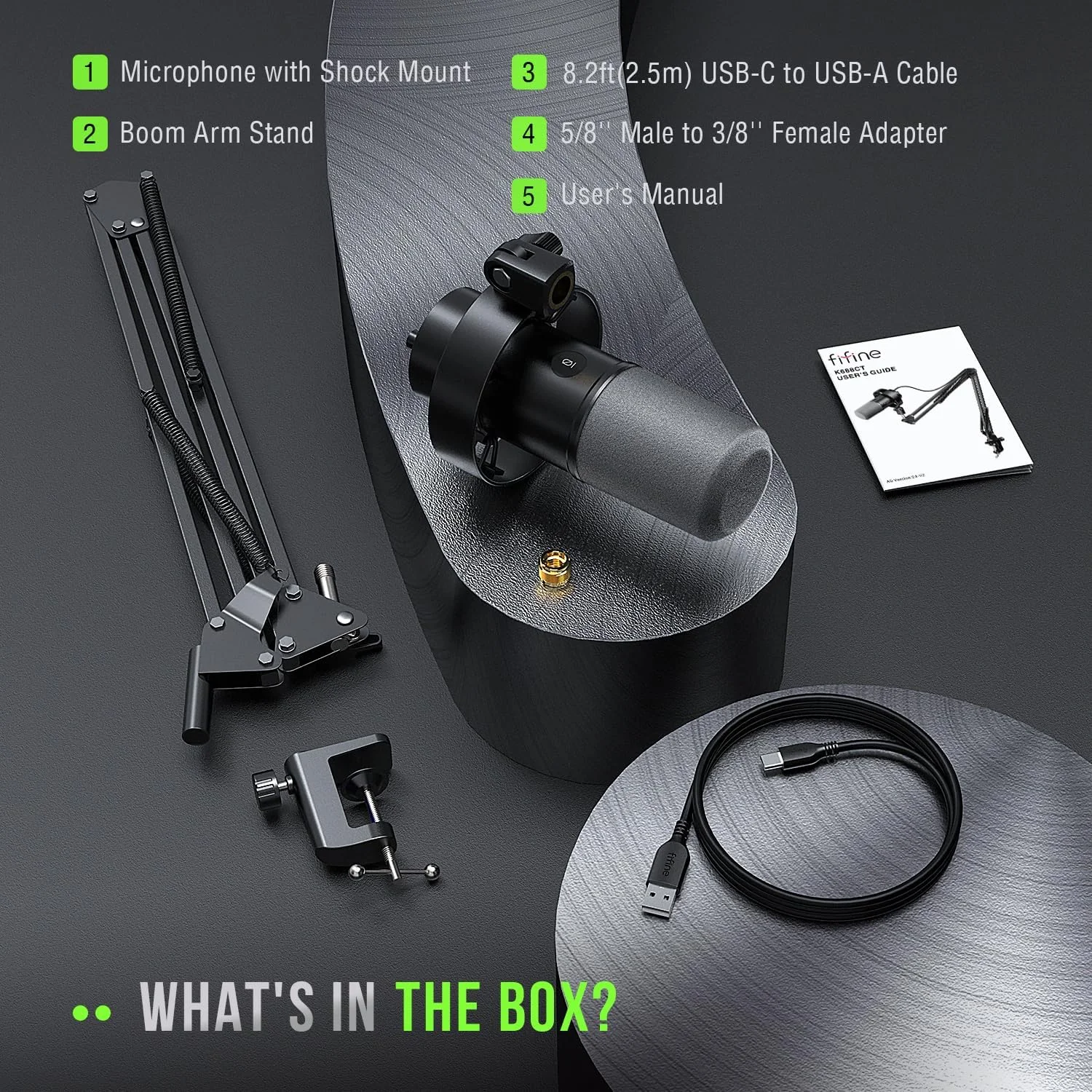 بسته میکروفون داینامیک FIFINE با بازوی بوم، کیت میکروفون ضبط پادکست XLR/USB، میکروفون وکال برای استریمینگ و صداگذاری با دکمه قطع صدا، مانیتورینگ هدفون-K688CT بسته میکروفون داینامیک FIFINE با بازوی بوم، کیت میکروفون ضبط پادکست XLR/USB، میکروفون وکال برای استریمینگ و صداگذاری با دکمه قطع صدا، مانیتورینگ هدفون-K688CT