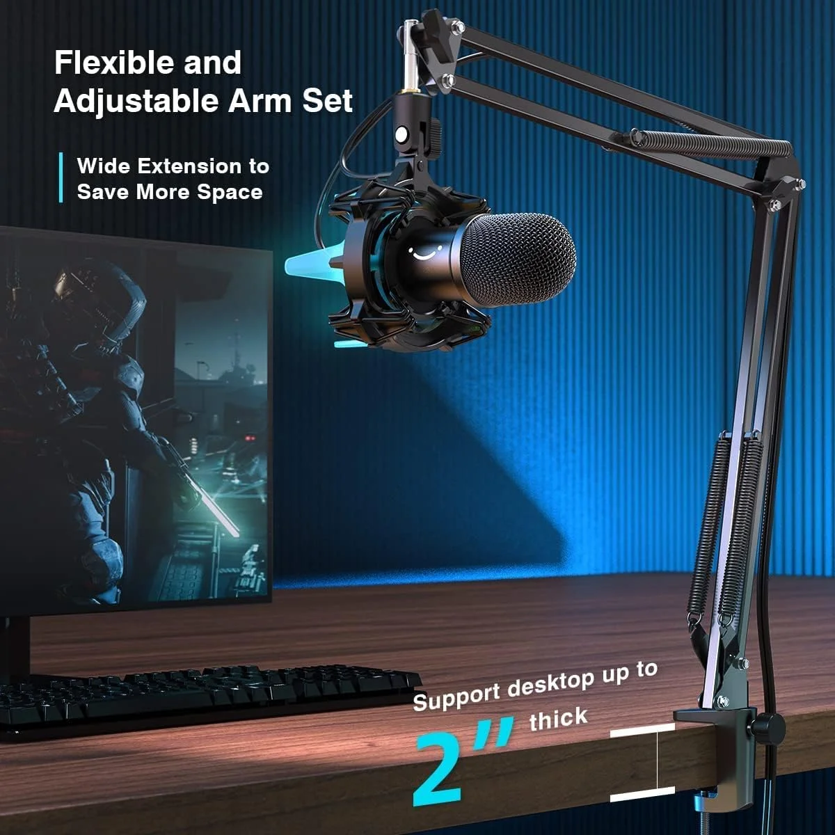 کیت میکروفون گیمینگ USB FIFINE، میکروفون دینامیک برای کامپیوتر، با دکمه بیصدا، 8 رنگ RGB، ضد ضربه، پایه بازویی، میکروفون کاردیوئید، برای PC PS4 PS5 کیت میکروفون گیمینگ USB FIFINE، میکروفون دینامیک برای کامپیوتر، با دکمه بیصدا، 8 رنگ RGB، ضد ضربه، پایه بازویی، میکروفون کاردیوئید، برای PC PS4 PS5