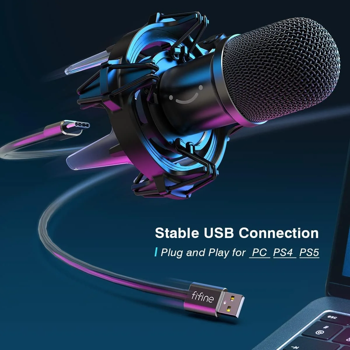 کیت میکروفون گیمینگ USB FIFINE، میکروفون دینامیک برای کامپیوتر، با دکمه بیصدا، 8 رنگ RGB، ضد ضربه، پایه بازویی، میکروفون کاردیوئید، برای PC PS4 PS5 کیت میکروفون گیمینگ USB FIFINE، میکروفون دینامیک برای کامپیوتر، با دکمه بیصدا، 8 رنگ RGB، ضد ضربه، پایه بازویی، میکروفون کاردیوئید، برای PC PS4 PS5