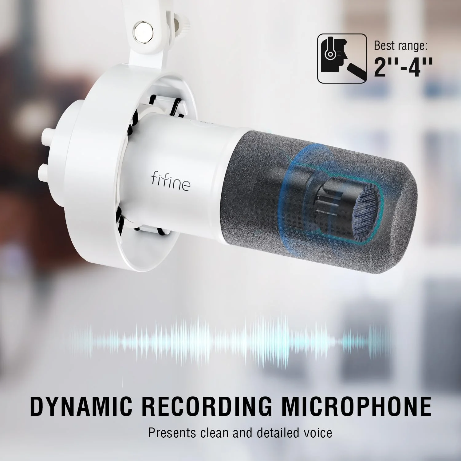 میکروفون دینامیک استودیویی XLR/USB FIFINE برای پادکست و استریمینگ، با دکمه لمسی بیصدا، کنترل گین، مانیتورینگ هدفون - K688W سفید میکروفون دینامیک استودیویی XLR/USB FIFINE برای پادکست و استریمینگ، با دکمه لمسی بیصدا، کنترل گین، مانیتورینگ هدفون - K688W سفید