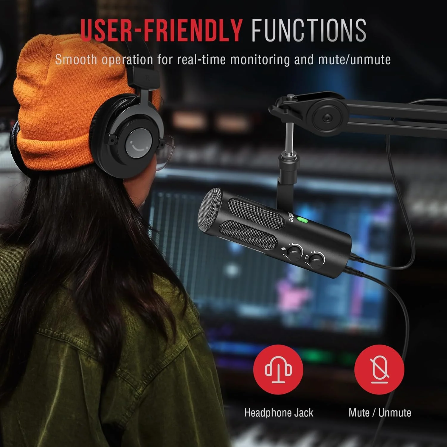 میکروفون دینامیک پادکست XLR/USB FIFINE برای استریمینگ، میکروفون استودیویی XLR، میکروفون استریمر PC تمام فلزی با دکمه قطع صدا، جک هدفون، برای ضبط صدا، موسیقی و وکال - AmpliTank Tank3 میکروفون دینامیک پادکست XLR/USB FIFINE برای استریمینگ، میکروفون استودیویی XLR، میکروفون استریمر PC تمام فلزی با دکمه قطع صدا، جک هدفون، برای ضبط صدا، موسیقی و وکال - AmpliTank Tank3