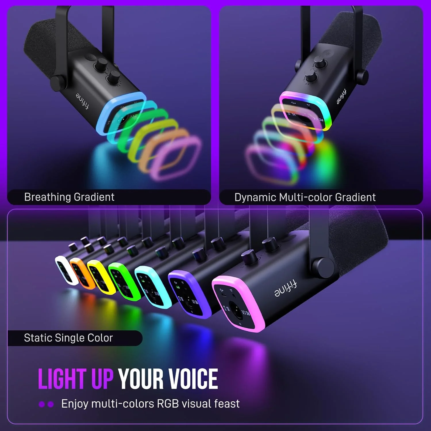 ست میکروفون گیمینگ FIFINE XLR/USB، میکروفون داینامیک کامپیوتر برای استریم پادکست، کیت میکروفون RGB کامپیوتر با بازوی بوم، دکمه بی صدا، جک هدفون، برای ضبط صدای وکال - AmpliGame AM8T ست میکروفون گیمینگ FIFINE XLR/USB، میکروفون داینامیک کامپیوتر برای استریم پادکست، کیت میکروفون RGB کامپیوتر با بازوی بوم، دکمه بی صدا، جک هدفون، برای ضبط صدای وکال - AmpliGame AM8T