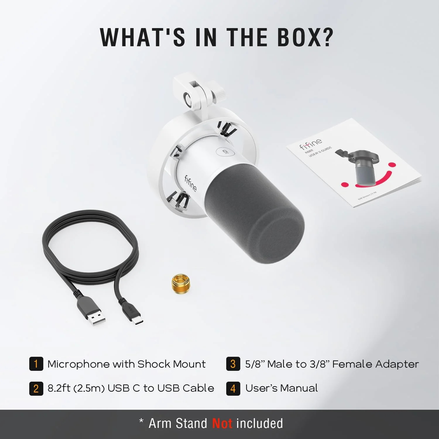 میکروفون دینامیک استودیویی XLR/USB FIFINE برای پادکست و استریمینگ، با دکمه لمسی بیصدا، کنترل گین، مانیتورینگ هدفون - K688W سفید میکروفون دینامیک استودیویی XLR/USB FIFINE برای پادکست و استریمینگ، با دکمه لمسی بیصدا، کنترل گین، مانیتورینگ هدفون - K688W سفید