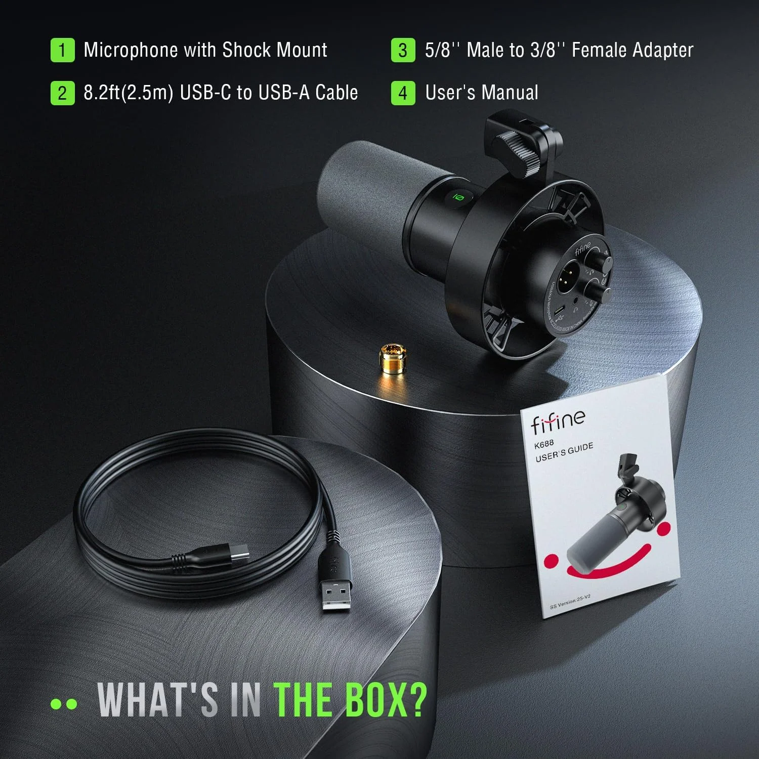 میکروفون دینامیک FIFINE، میکروفون ضبط پادکست XLR/USB برای وکال، صداگذاری و استریمینگ، میکروفون استودیویی فلزی با دکمه قطع صدا، جک هدفون، کنترل حجم صدا مانیتورینگ، بادگیر-Amplitank K688 میکروفون دینامیک FIFINE، میکروفون ضبط پادکست XLR/USB برای وکال، صداگذاری و استریمینگ، میکروفون استودیویی فلزی با دکمه قطع صدا، جک هدفون، کنترل حجم صدا مانیتورینگ، بادگیر-Amplitank K688