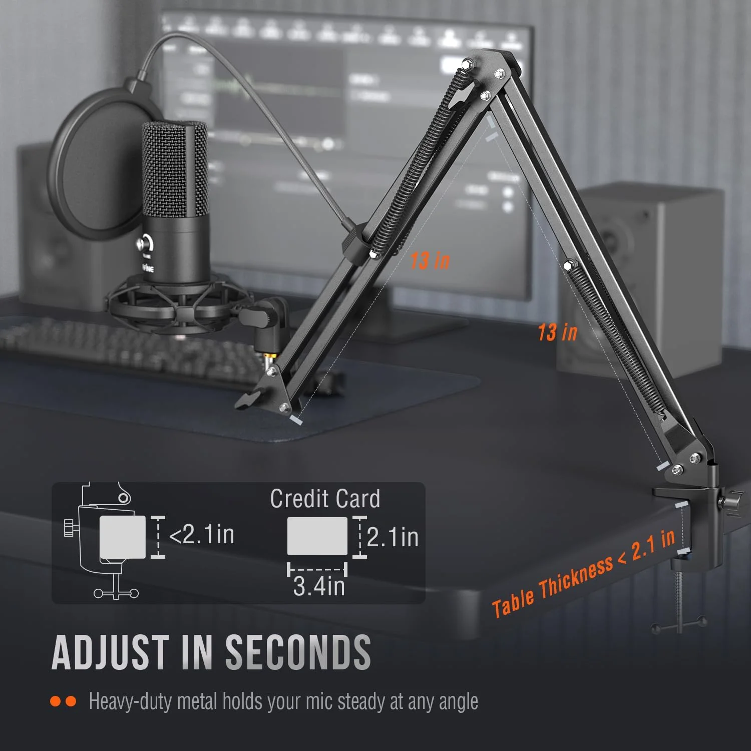 کیت میکروفون USB کاندنسر استودیویی FIFINE مدل T669 به همراه پایه بازویی قیچی‌شکل قابل تنظیم، لرزه‌گیر و مناسب برای ضبط ساز، صداگذاری، پادکست، یوتیوب، کارائوکه، بازی و استریم