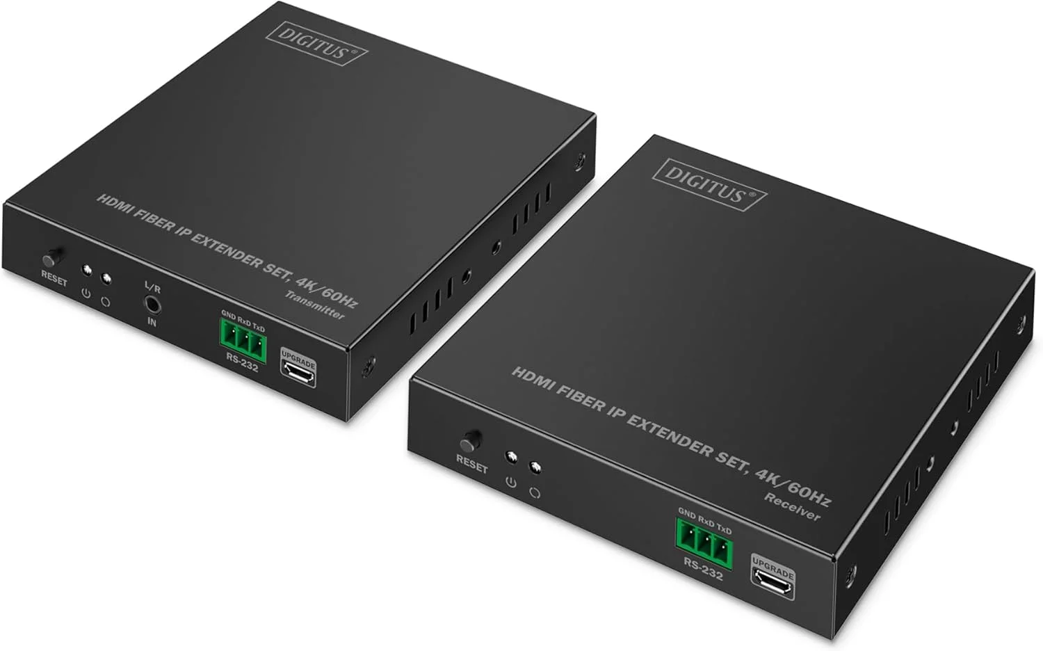 ست توسعه دهنده HDMI فیبر نوری DIGITUS - UHD 4K 60Hz - HDMI 2.0 - برد MM 300 متر و SM 40 کیلومتر - فرستنده و گیرنده - نقطه به نقطه - مشکی