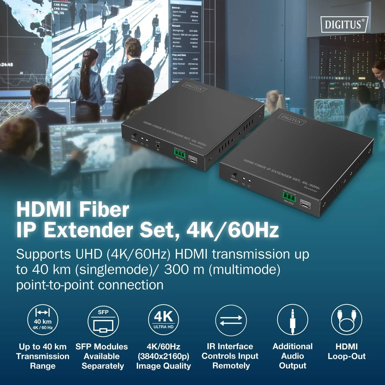 ست توسعه دهنده HDMI فیبر نوری DIGITUS - UHD 4K 60Hz - HDMI 2.0 - برد MM 300 متر و SM 40 کیلومتر - فرستنده و گیرنده - نقطه به نقطه - مشکی ست توسعه دهنده HDMI فیبر نوری DIGITUS - UHD 4K 60Hz - HDMI 2.0 - برد MM 300 متر و SM 40 کیلومتر - فرستنده و گیرنده - نقطه به نقطه - مشکی