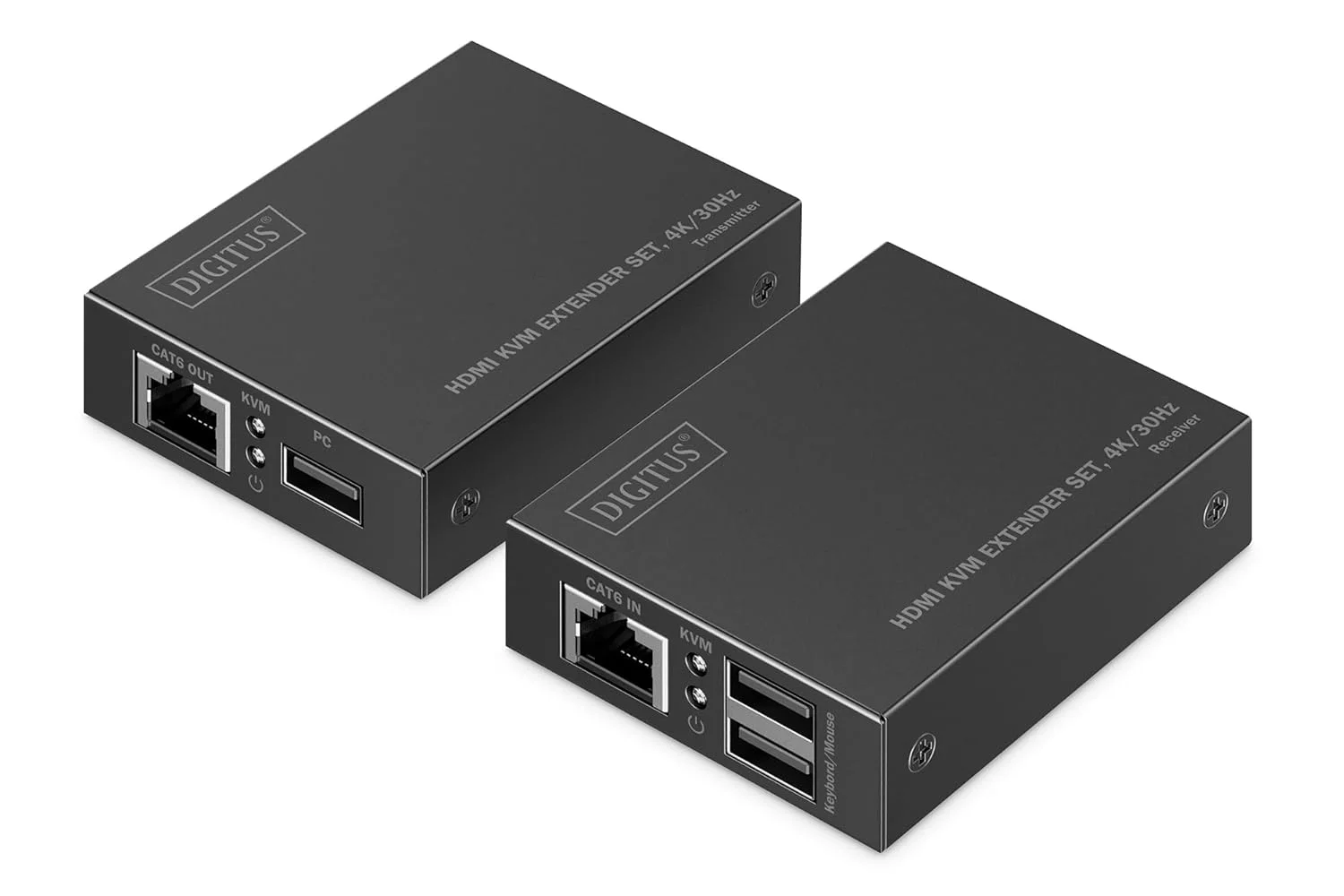 ست توسعه دهنده KVM دیجی توس - UHD 4K 30Hz - برد 40 متر - HDMI 1.4 - تاخیر بسیار کم - فرستنده و گیرنده - 2x USB برای ماوس و کیبورد - PoC - نقطه به نقطه - CAT 6 - مشکی