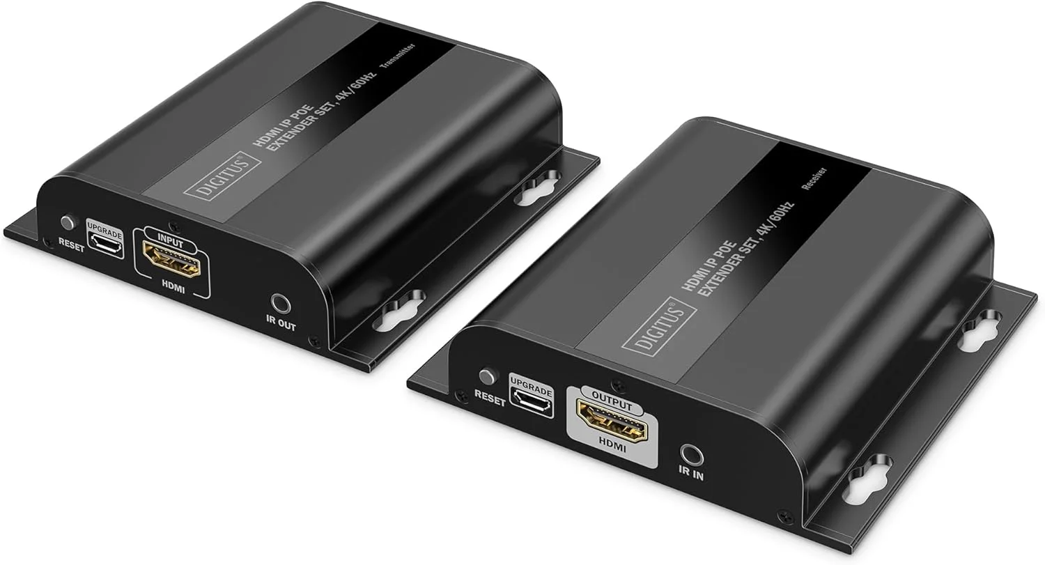 ست توسعه دهنده HDMI IP PoE دیجی توس - UHD 4k 60Hz - HDMI 2.0 - برد تا 200 متر - فرستنده و گیرنده - تا 253 گیرنده - CAT 6 - مشکی