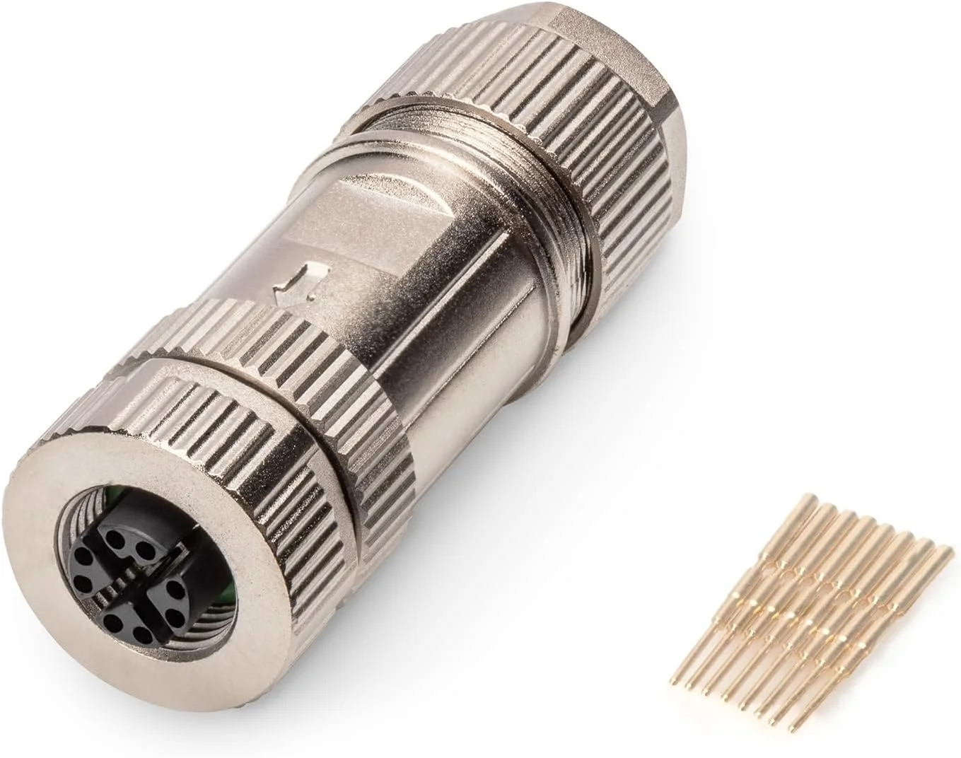سوکت اتصال شبکه DIGITUS M12 - CAT 6A - 10 گیگابیت بر ثانیه - X-Coded - کلاس حفاظت IP67 - مونتاژ در محل - سوکت شبکه
