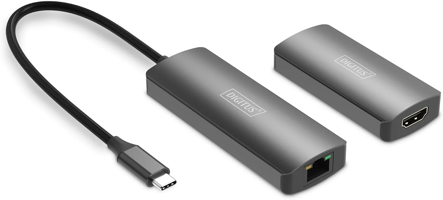 اکستندر USB-C به HDMI دیجی توس DS-55343 - UHD 4K 120Hz - 30 متر از طریق کابل LAN - ست فرستنده و گیرنده - HDMI 2.1، HDCP 2.3، USB 3.1 - HDR، رنگ عمیق