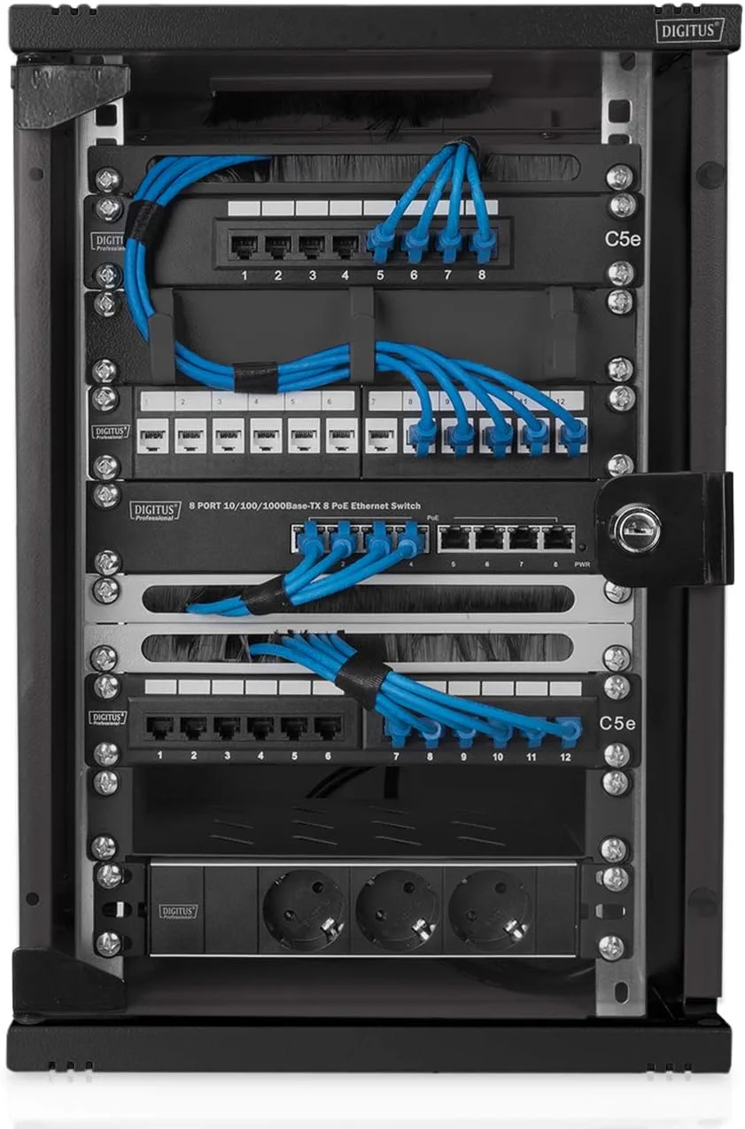 پنل جامپر کابل DIGITUS - 10 اینچ - 1U - 3 براکت راهنما - برای کابل های پچ در رک شبکه - مشکی