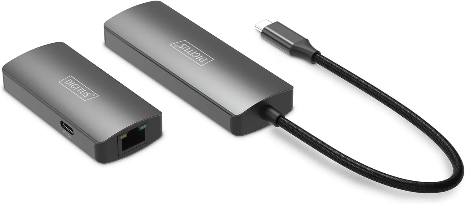 اکستندر USB-C به HDMI دیجی توس DS-55343 - UHD 4K 120Hz - 30 متر از طریق کابل LAN - ست فرستنده و گیرنده - HDMI 2.1، HDCP 2.3، USB 3.1 - HDR، رنگ عمیق