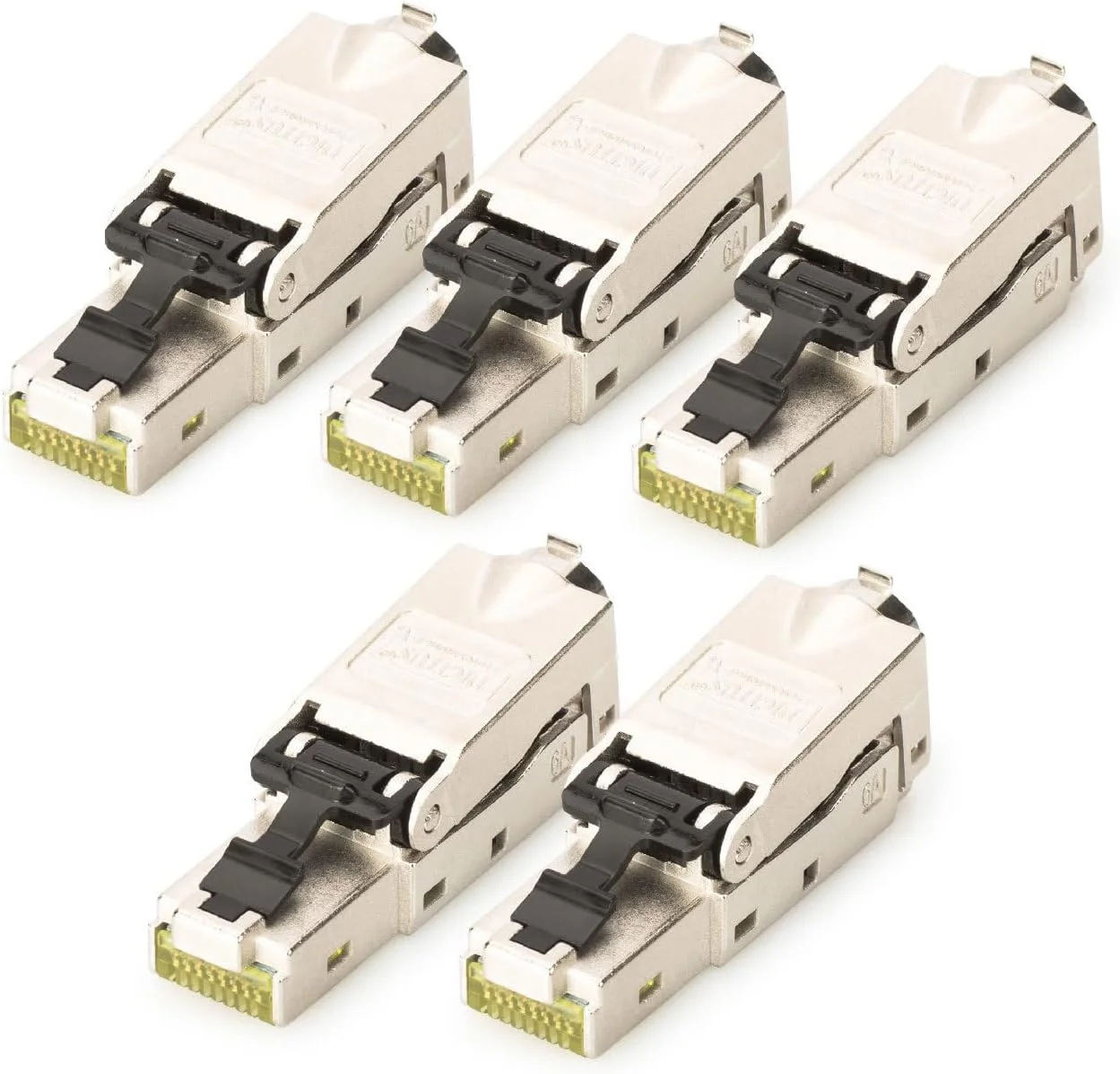 کانکتور شبکه DIGITUS DN-93631 - Cat 6A - 5 عدد - شیلد 360 درجه - کانکتور RJ45 Cat6A - مونتاژ بدون ابزار - 500 مگاهرتز - 10GBase-T - 10 گیگابیت بر ثانیه - AWG 27/7 تا AWG 22/1