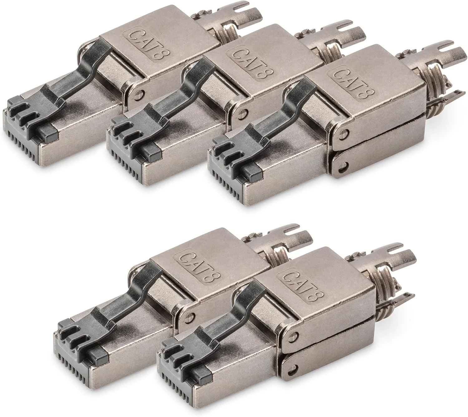 DIGITUS DN-93837 - کانکتور شبکه Cat 8.1 - 5 عدد - شیلد 360 درجه - کانکتور RJ45 Cat8 بدون نیاز به ابزار - 2000 مگاهرتز - 25GBase-T / 40GBase-T - 25 گیگابیت بر ثانیه / 40 گیگابیت بر ثانیه - AWG 26/7 تا AWG 222 1