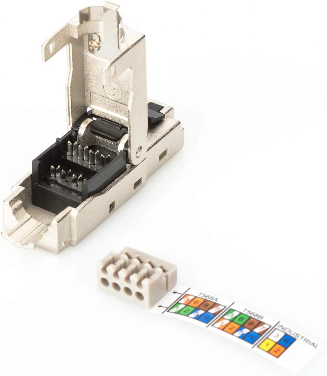 کانکتور شبکه DIGITUS DN-93631 - Cat 6A - 5 عدد - شیلد 360 درجه - کانکتور RJ45 Cat6A - مونتاژ بدون ابزار - 500 مگاهرتز - 10GBase-T - 10 گیگابیت بر ثانیه - AWG 27/7 تا AWG 22/1