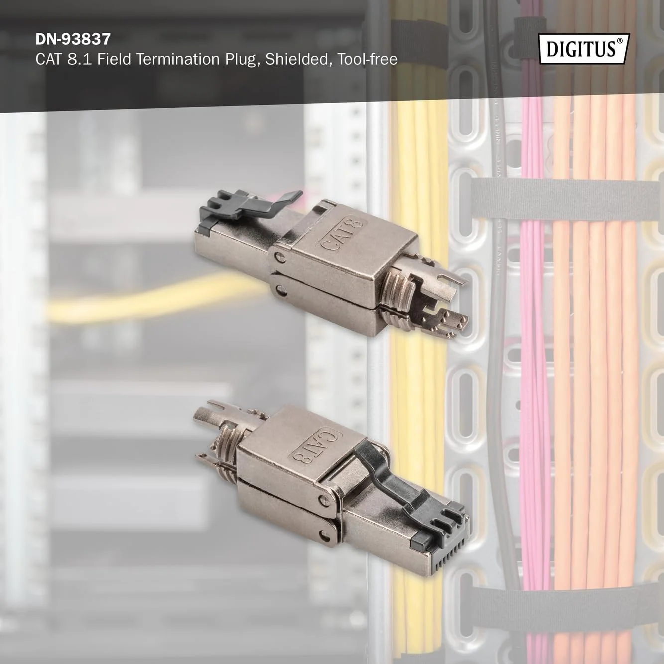 DIGITUS DN-93837 - کانکتور شبکه Cat 8.1 - 5 عدد - شیلد 360 درجه - کانکتور RJ45 Cat8 بدون نیاز به ابزار - 2000 مگاهرتز - 25GBase-T / 40GBase-T - 25 گیگابیت بر ثانیه / 40 گیگابیت بر ثانیه - AWG 26/7 تا AWG 222 1