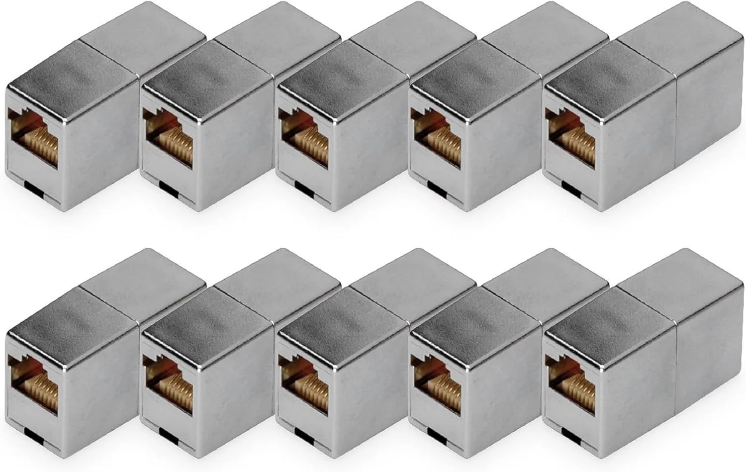 کوپلر RJ45 دیگیتوس DN-93901 - Cat 5e - بسته 10 عددی - افزایش طول کابل LAN - اتصال کابل شبکه Cat5e - سازگار با PoE - کوپلینگ ماژولار - برای سوییچ، DSL، مودم، روتر، PC - نقره ای