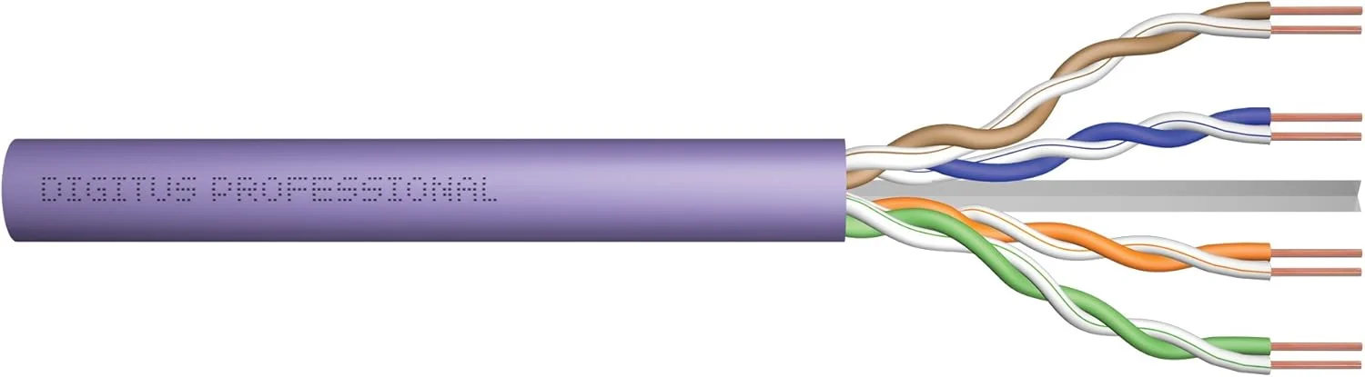 کابل نصب Digitus CAT 6 U-UTP، 250 مگاهرتز، AWG 23/1 Dca (LSZH-1)، 305 متر، جعبه کاغذی، سیمپلکس، بنفش