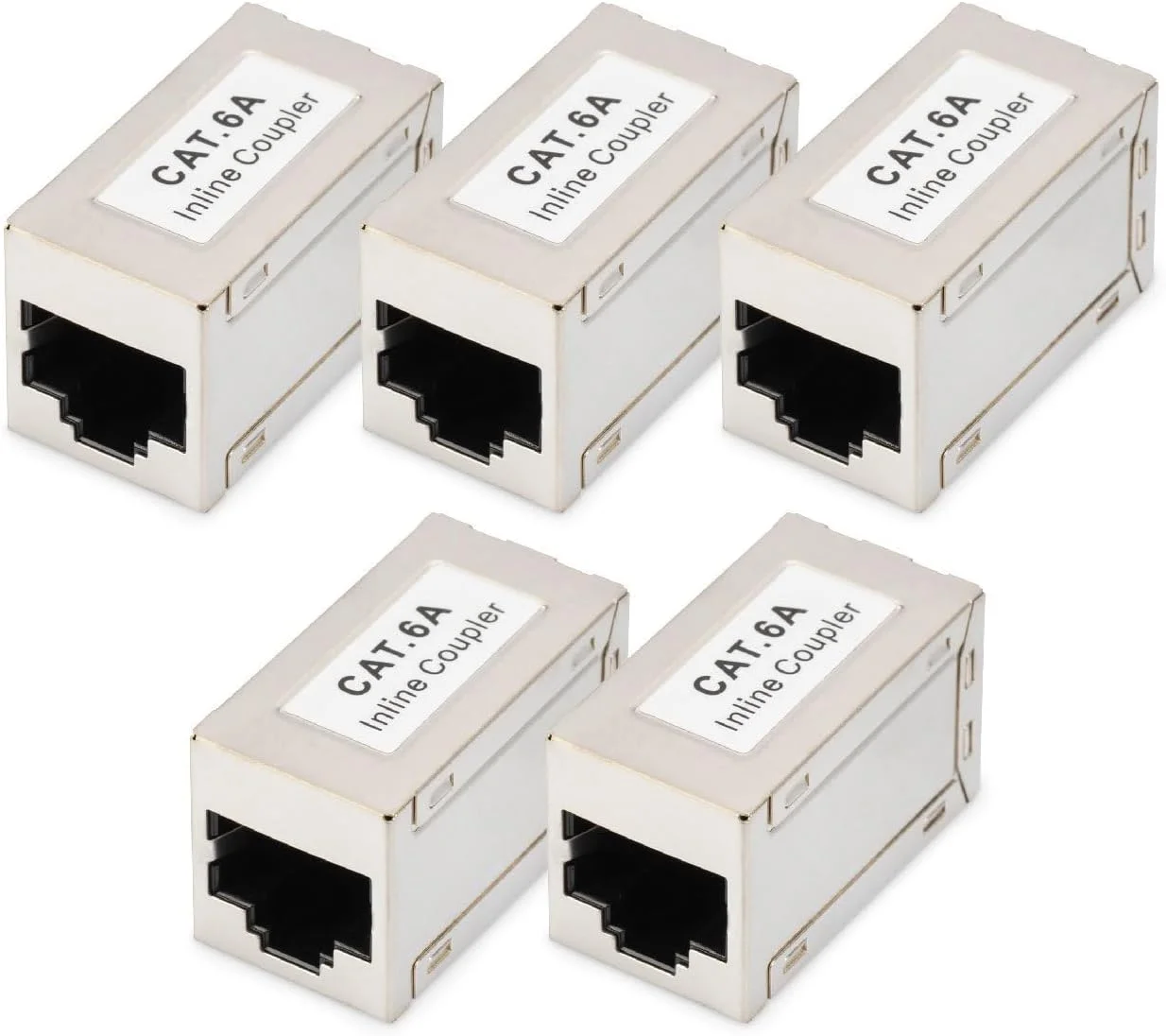 DIGITUS DN-93905 - کوپلر RJ45 Cat 6A - بسته 5 عددی - افزایش طول کابل LAN - کانکتور کابل شبکه Cat6A - سازگار با PoE - کوپلینگ ماژولار - برای سوئیچ، DSL، مودم، روتر، PC - نقره ای