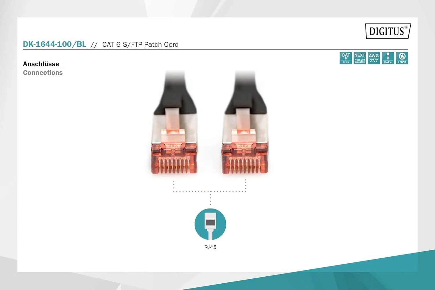 کابل شبکه Digitus Patchkabel RJ45 S/FTP Cat6 10,00m مشکی + محافظ ضامن کابل شبکه Digitus Patchkabel RJ45 S/FTP Cat6 10,00m مشکی + محافظ ضامن
