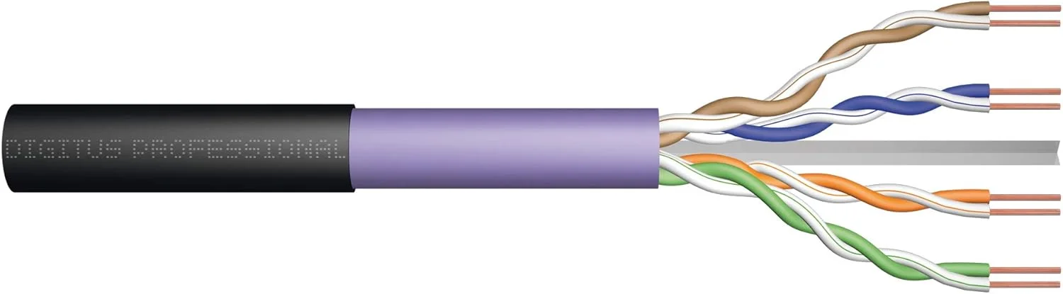 کابل شبکه بیرونی Cat 6 دیجی توس با طول 500 متر - U-UTP Simplex - BauPVO Eca - LSZH بدون هالوژن - 250 مگاهرتز مس AWG 23/1 - سازگار با PoE+ - کابل ارت کابل LAN کابل نصب - مشکی