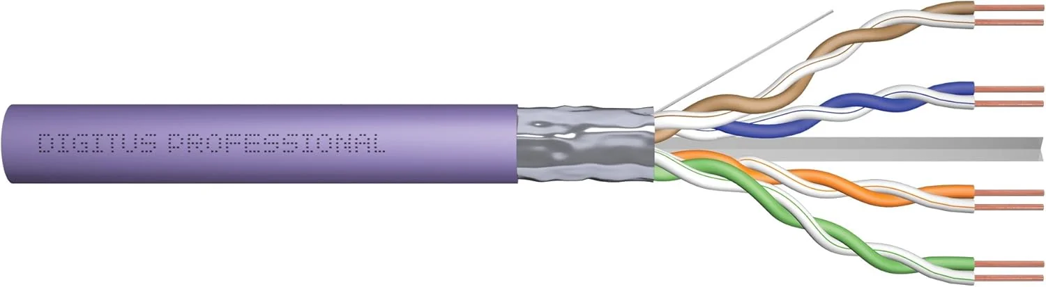 کابل نصب CAT 6 F-UTP، 250 مگاهرتز Eca (EN 50575)، AWG 23/1، حلقه 305 متری، تک رشته، بنفش