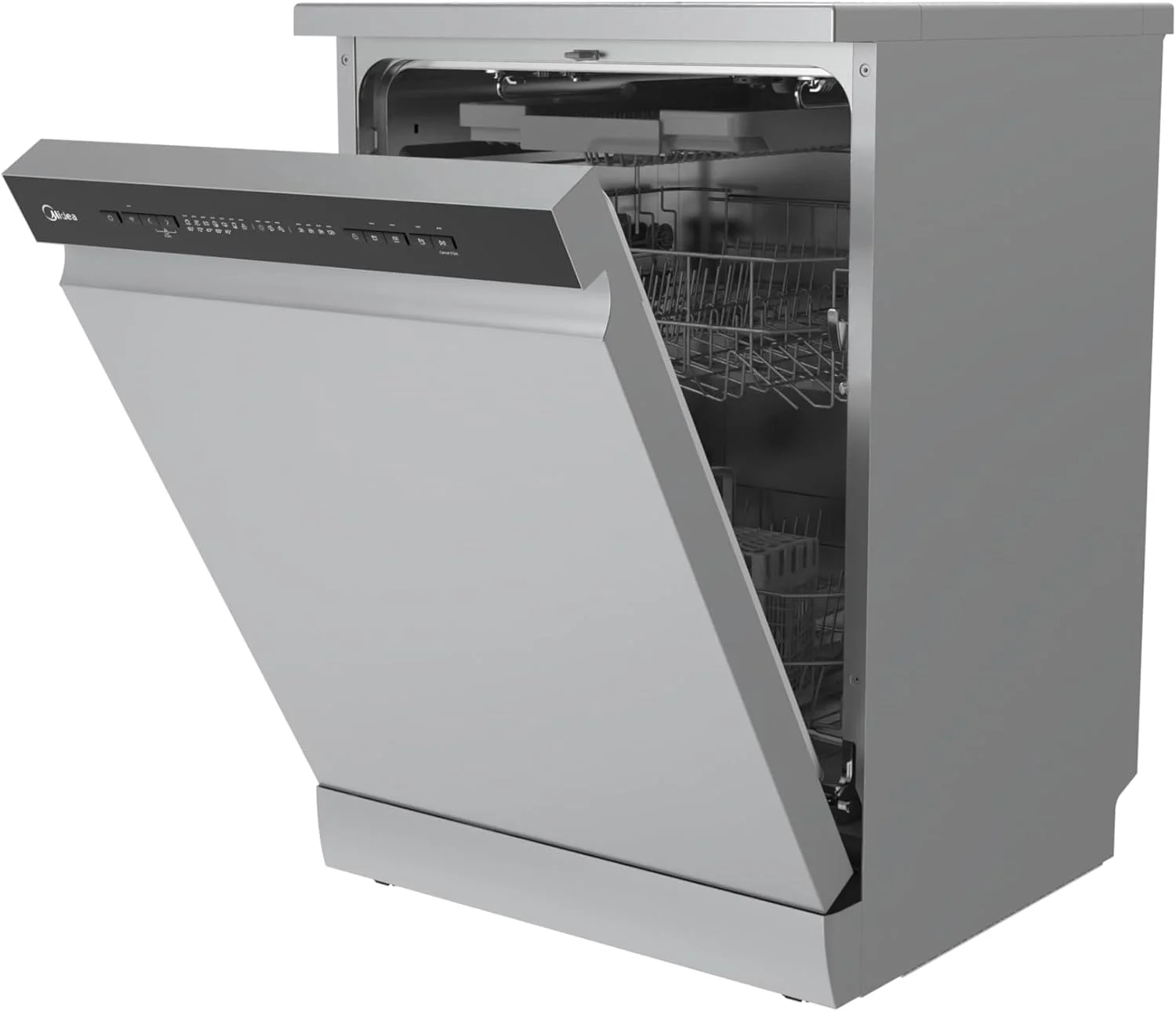 ماشین ظرفشویی ایستاده میدیا 14 نفره، 8 برنامه، تمام اتوماتیک با فیلتر ضد باکتری، فناوری خشک کردن خودکار، برنامه بهداشتی و اقتصادی اضافی، 3 کشو، نقره ای WQP14-W5233C(S)-GCC
