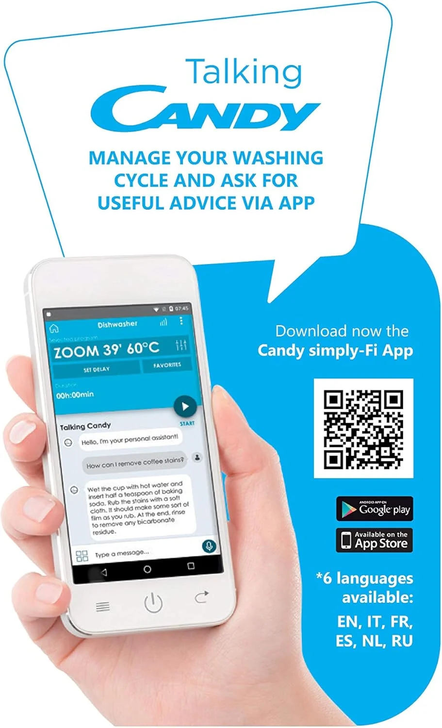 ماشین ظرفشویی کندی براوا با ظرفیت 13 نفره - Simply fi - ZOOM 39' - RAPID 24'' - استیل ضد زنگ - CDPN 2D360PX-19