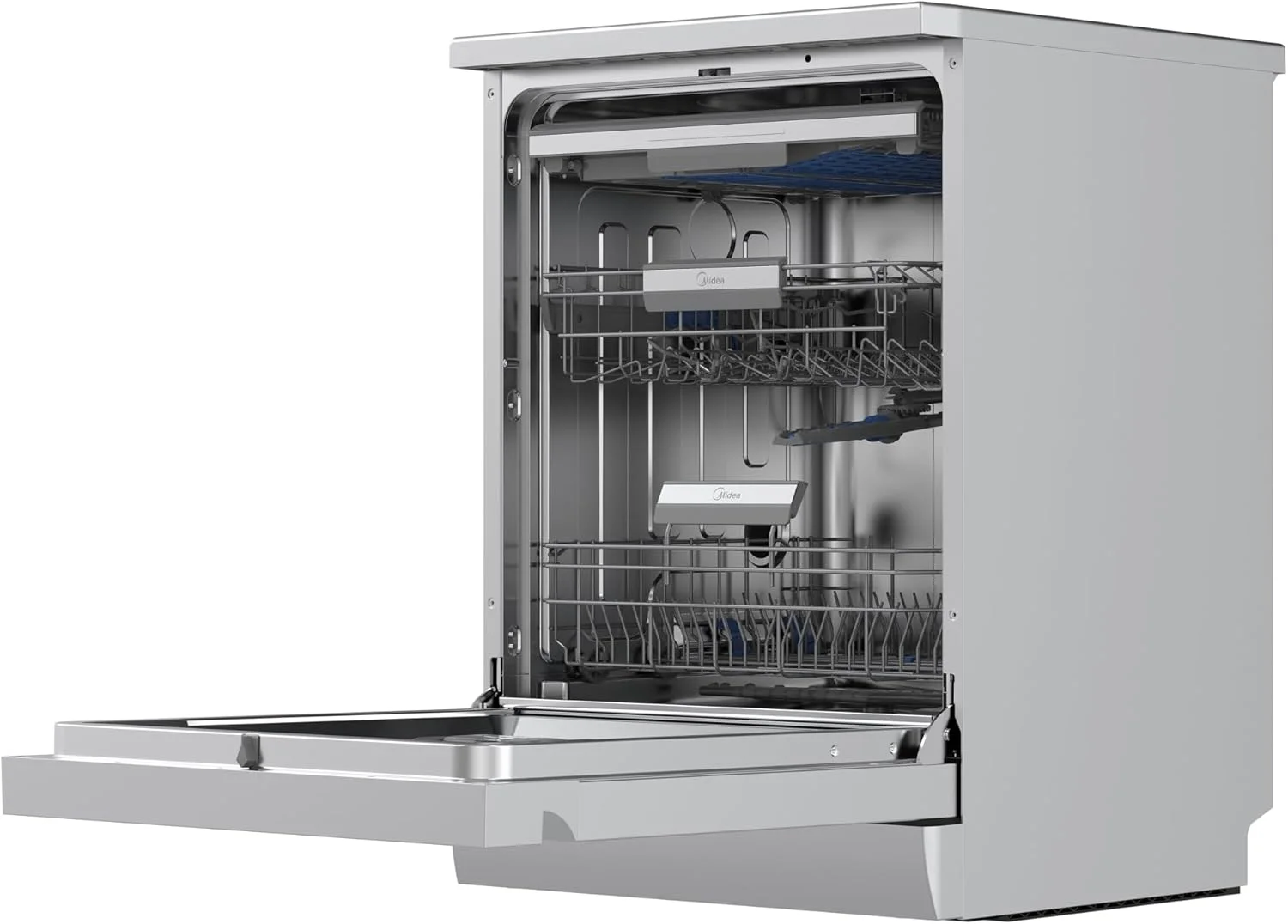 ماشین ظرفشویی ایستاده هوشمند میدیا با ظرفیت 15 نفره، 9 برنامه، وای فای، شروع تاخیری و عملکرد باز شدن خودکار، کم صدا و با راندمان انرژی بالا، شستشوی سریع و ابری، نقره ای - WQP15-W7633D(SS)-GCC