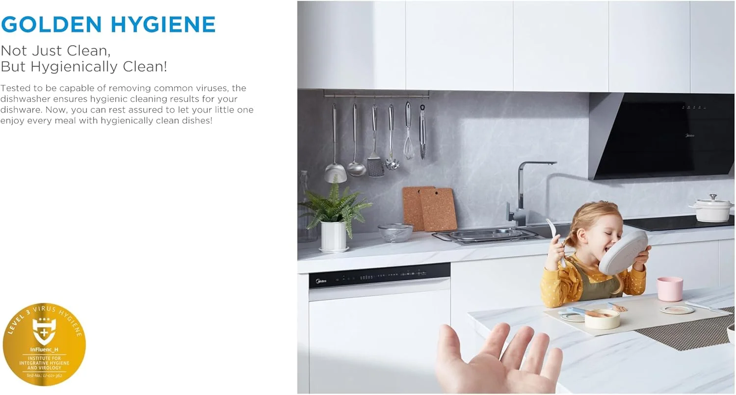 ماشین ظرفشویی ایستاده هوشمند میدیا با موتور BLDC، 15 نفره، 9 برنامه، وای فای، سرعت توربو، شستشوی قدرتمند و عملکرد باز شدن خودکار، بی صدا و با راندمان انرژی بالا، مشکی - WQP15-WU7633GUR(BS)-GCC