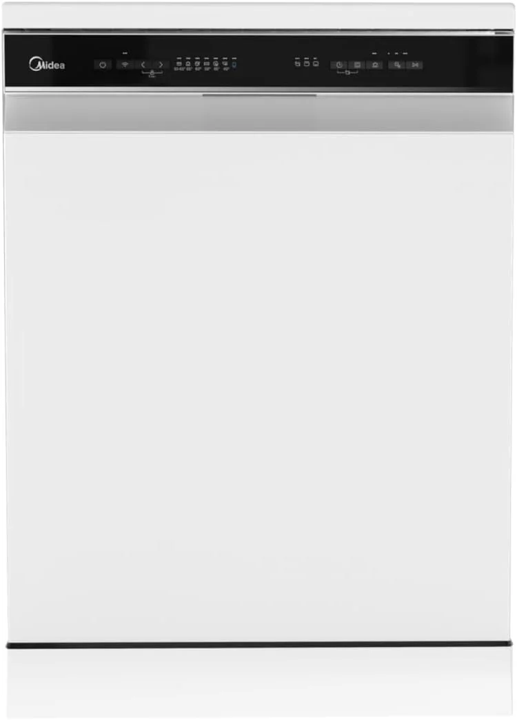 ماشین ظرفشویی ایستاده هوشمند میدیا، 14 نفره، 9 برنامه، وای فای، شروع تاخیری و شستشوی دوگانه، بی صدا و با راندمان انرژی بالا، شستشوی سریع، قفل کودک، یون Dishfresh سفید WQP14-W7633DW