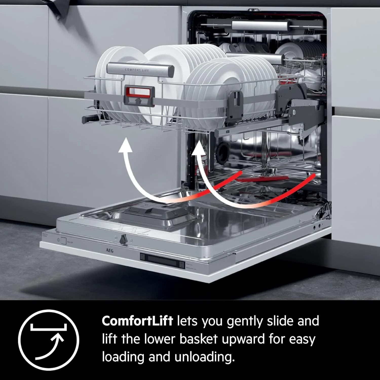 AEG - ماشین ظرفشویی توکار - Comfort Lift DW 14 PS، 7 برنامه، سطح 3، 50/60 هرتز - FSK83827P - ساخت ایتالیا - 1 سال گارانتی - سفید AEG - ماشین ظرفشویی توکار - Comfort Lift DW 14 PS، 7 برنامه، سطح 3، 50/60 هرتز - FSK83827P - ساخت ایتالیا - 1 سال گارانتی - سفید