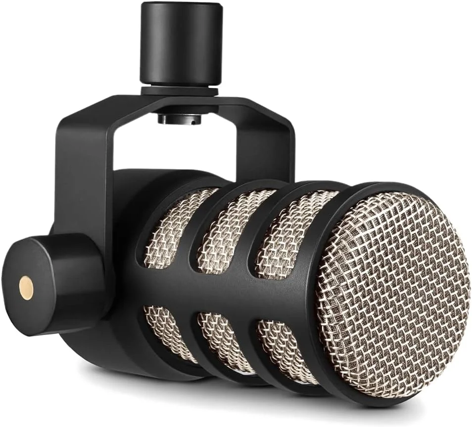 میکروفون دینامیک با کیفیت پخش RØDE PodMic با پایه چرخشی یکپارچه برای پادکست، استریم، بازی و ضبط صدا (مشکی)