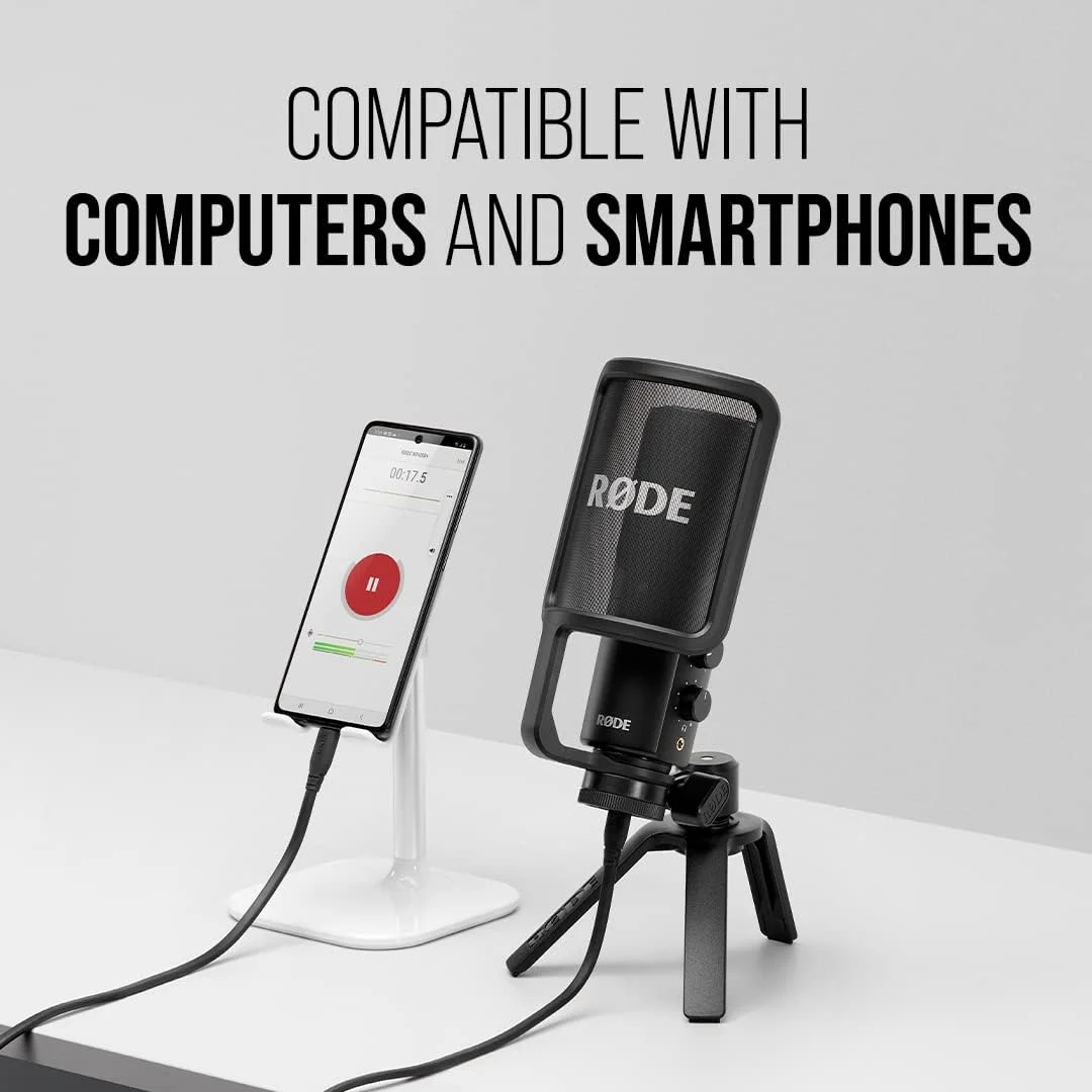 میکروفون USB حرفه ای Røde Nt-Usb+ برای ضبط صدای استثنایی به طور مستقیم روی کامپیوتر یا دستگاه تلفن همراه
