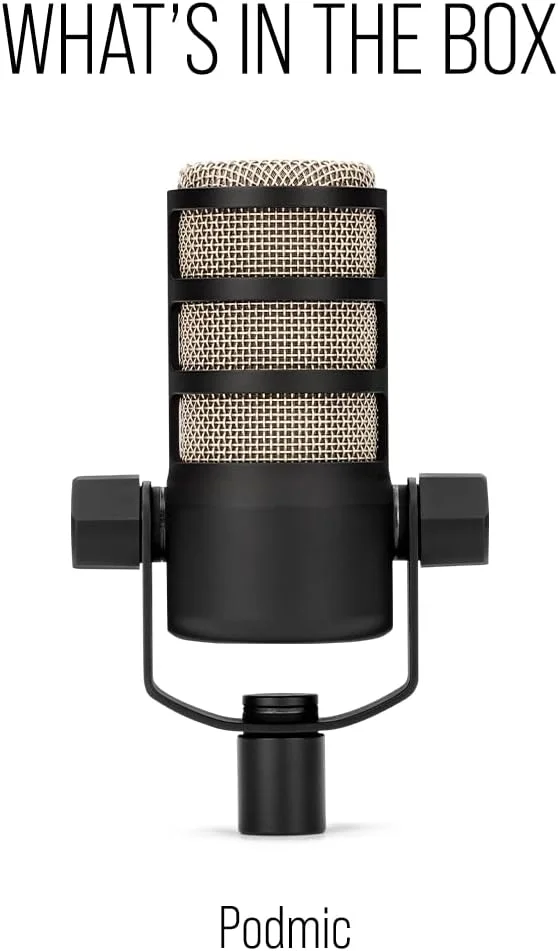 میکروفون دینامیک با کیفیت پخش RØDE PodMic با پایه چرخشی یکپارچه برای پادکست، استریم، بازی و ضبط صدا (مشکی)