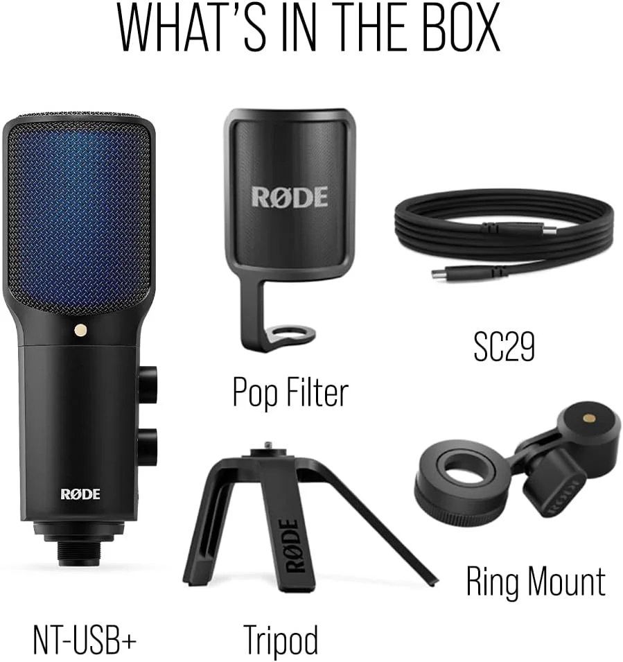 میکروفون USB حرفه ای Røde Nt-Usb+ برای ضبط صدای استثنایی به طور مستقیم روی کامپیوتر یا دستگاه تلفن همراه