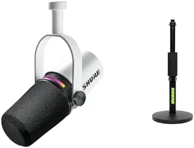 میکروفون Shure MV7+ به همراه پایه رومیزی گرد 6 اینچی