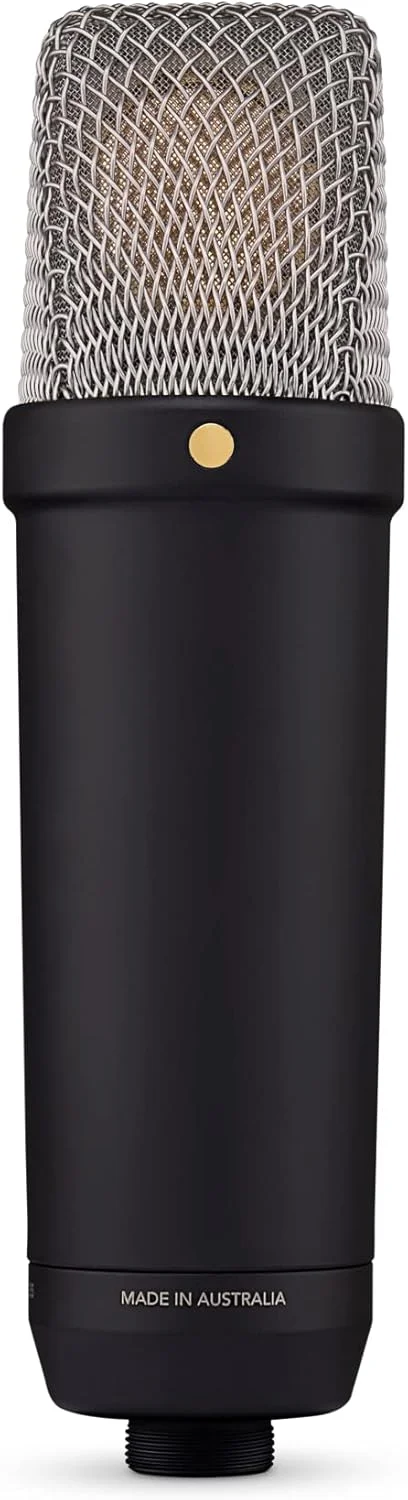 میکروفون کاندنسر استودیویی دیافراگم بزرگ RØDE NT1 نسل پنجم با خروجی های XLR و USB، به همراه لرزه گیر و پاپ فیلتر برای تولید موسیقی، ضبط وکال و پادکست (مشکی)