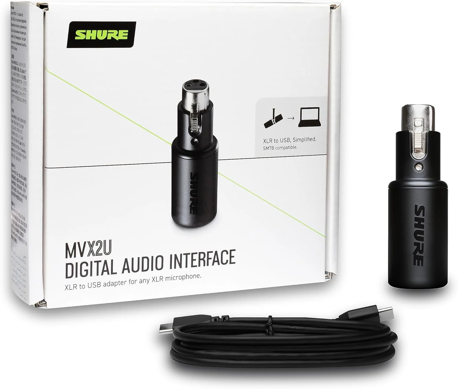 اینترفیس دیجیتال XLR به USB شور MVX2U با جک هدفون، پری امپ یکپارچه با کنترل گین 60dB، مانیتورینگ بدون تاخیر، فانتوم پاور 48 ولت، اپلیکیشن دسکتاپ ShurePlus، کابل USB-C 1 متری اینترفیس دیجیتال XLR به USB شور MVX2U با جک هدفون، پری امپ یکپارچه با کنترل گین 60dB، مانیتورینگ بدون تاخیر، فانتوم پاور 48 ولت، اپلیکیشن دسکتاپ ShurePlus، کابل USB-C 1 متری
