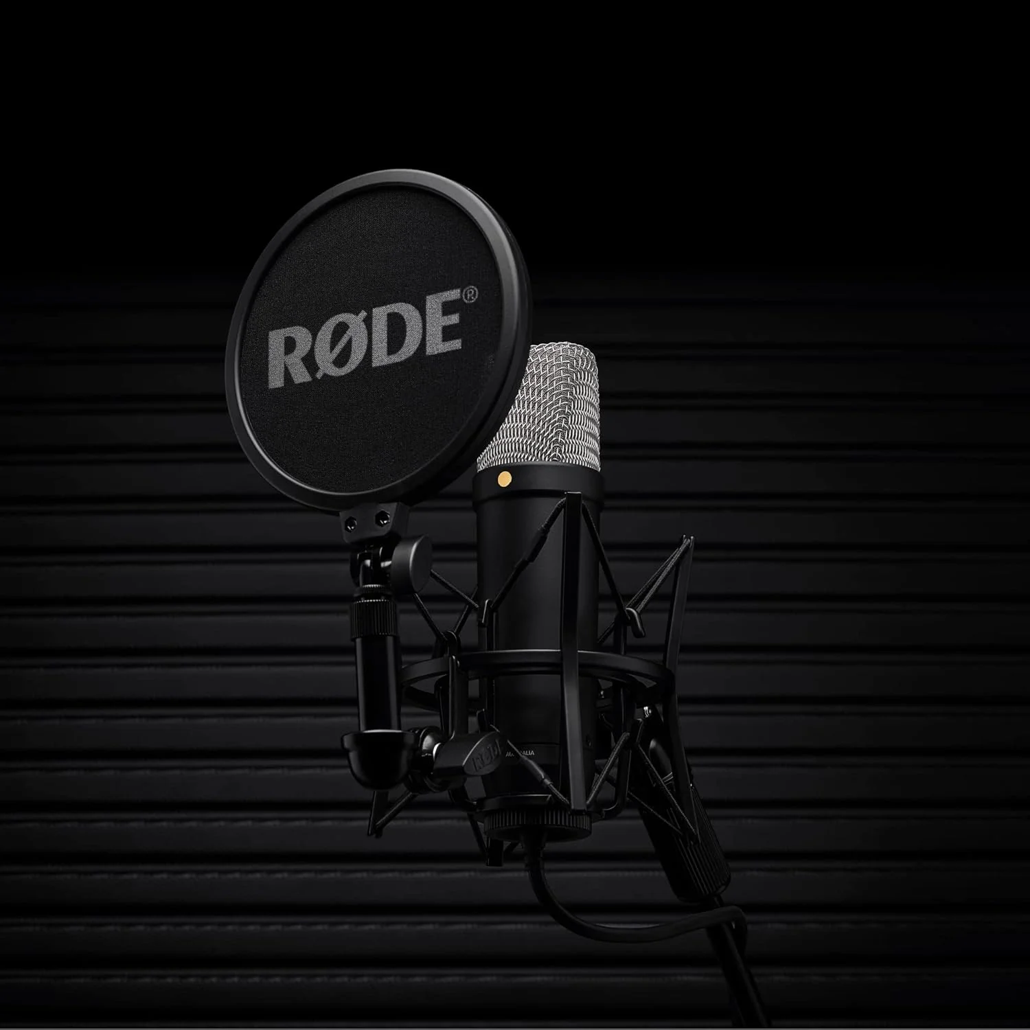 میکروفون کاندنسر استودیویی دیافراگم بزرگ RØDE NT1 نسل پنجم با خروجی های XLR و USB، به همراه لرزه گیر و پاپ فیلتر برای تولید موسیقی، ضبط وکال و پادکست (مشکی)