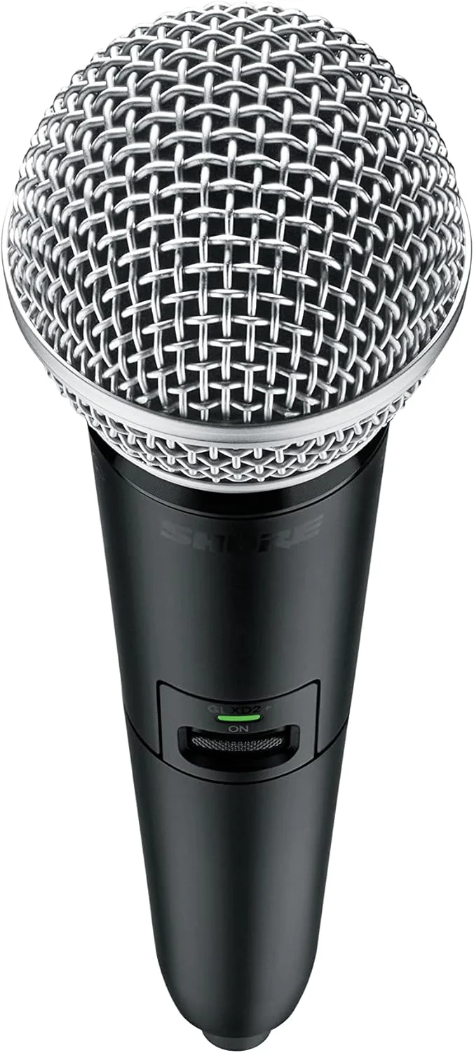 فرستنده بی سیم دستی Shure GLXD2+/SM58 با کپسول میکروفون وکال SM58 و باتری SB904 (عمر 12 ساعته) - برای استفاده با سیستم های میکروفون بی سیم دو بانده GLX-D+ (گیرنده جداگانه فروخته می شود)